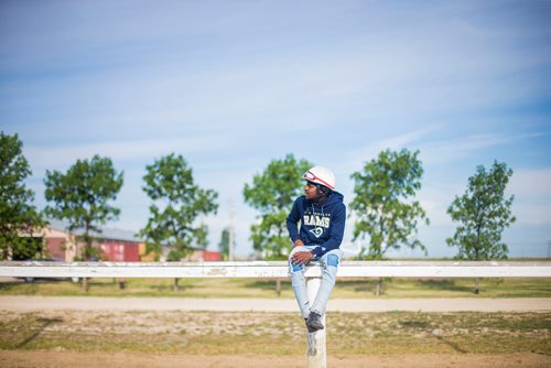 MIKAELA MACKENZIE / WINNIPEG FREE PRESS
Jockey Antonio Whitehall poses for a portrait at the Assiniboia Downs in Winnipeg on Thursday, July 19, 2018. 
Mikaela MacKenzie / Winnipeg Free Press 2018.