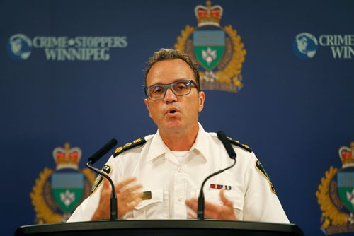 PHIL HOSSACK / WINNIPEG FREE PRESS - Police Chief Danny Smyth at the Monday morning police press briefing. See story.   - July 23, 2018