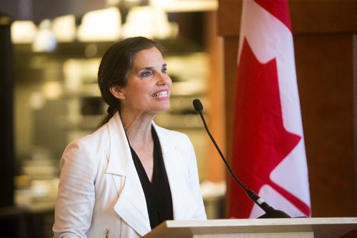 MIKAELA MACKENZIE / WINNIPEG FREE PRESS
Minister of Science and Sport Kristy Duncan makes a culinary research funding announcement at Red River College in Winnipeg on Wednesday, July 25, 2018. 
Winnipeg Free Press 2018.