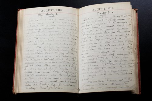 MIKE DEAL / WINNIPEG FREE PRESS
Captain Chaplain James Whillans' personal diary from the first World War.
180725 - Wednesday, July 25, 2018.