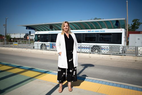 ANDREW RYAN / WINNIPEG FREE PRESS Jenny Motkaluk poses for a portrait in an empty BRT terminal at Jubilee Southwest station before making a speech criticizing Winnipeg mayor Brian Bowman for investing millions into the infrastructure on July 27, 2018.