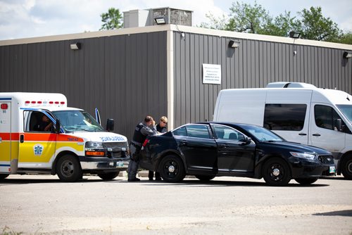 ANDREW RYAN / WINNIPEG FREE PRESS A heavy police presence is seen just outside of the Indian Metis Friendship Centre on July 27, 2018.