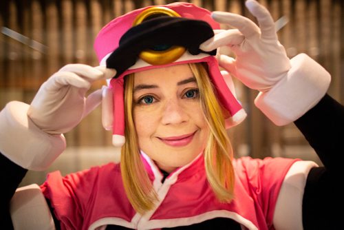 ANDREW RYAN / WINNIPEG FREE PRESS Jessica Pearce, dressed as Prairie from Magaman ZX poses for a portrait during the Ai-Kon Anime Convention at the RBC Convention Centre on July 28, 2018.