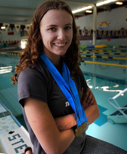 PHIL HOSSACK / WINNIPEG FREE PRESS -U of M swimmer Sarah Watson won 2 Gold and a silver medal at a meet last weekend. See story. - July 31, 2018