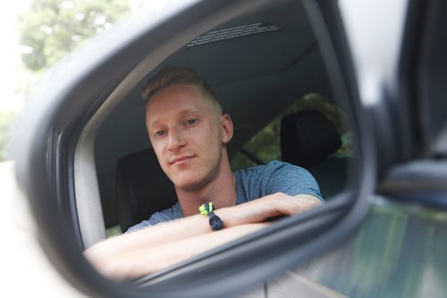 JOHN WOODS / WINNIPEG FREE PRESS
Jeremy Short, former driver with the food delivery service Skip The Dishes, is photographed in a car in Winnipeg Monday, July 30, 2018. The service provider is having labour issues.