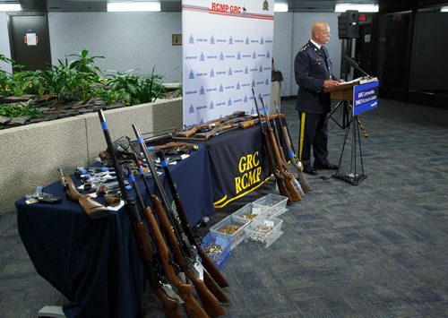 MIKE DEAL / WINNIPEG FREE PRESS
A number of the guns handed over during Junes gun amnesty program were on display at the RCMP D Division Headquarters for a wrap-up press conference with Heather Stefanson, Minister of Justice and Attorney General for the Province of Manitoba and RCMP Commanding Officer Assistant Commissioner Scott Kolody, President of the Manitoba Association of Chiefs of Police Tuesday afternoon.
180731 - Tuesday, July 31, 2018.