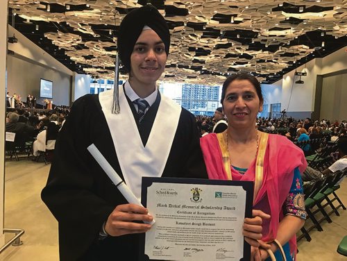 Canstar Community News Maples Collegiate graduate Kawaljeet Singh Banwait (above, with his mother, Paramjeet Kur Banwait) was captain of the school cricket team, had a 90 per cent average in his Grade 12 classes and won the Mark Dickof Memorial Scholarship. He plans to pursue a career in mechanical engineering.