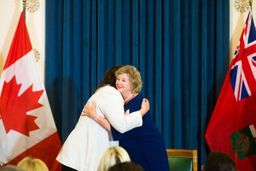 MIKAELA MACKENZIE / WINNIPEG FREE PRESS
Colleen Mayer is sworn into the Minister of Crown Services at the cabinet shuffle at the Manitoba Legislative Building in Winnipeg on Wednesday, Aug. 1, 2018. 
Winnipeg Free Press 2018.