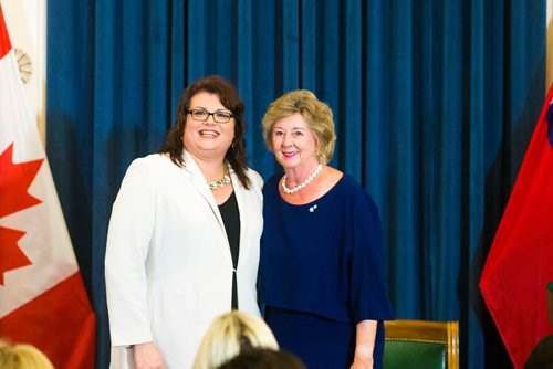 MIKAELA MACKENZIE / WINNIPEG FREE PRESS
Colleen Mayer is sworn into the Minister of Crown Services at the cabinet shuffle at the Manitoba Legislative Building in Winnipeg on Wednesday, Aug. 1, 2018. 
Winnipeg Free Press 2018.