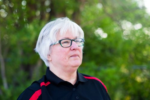 MIKAELA MACKENZIE / WINNIPEG FREE PRESS
Donamae Hilton, owner of newly-certified therapy dog Mark-Cuss, in Winnipeg on Thursday, Aug. 2, 2018. 
Winnipeg Free Press 2018.