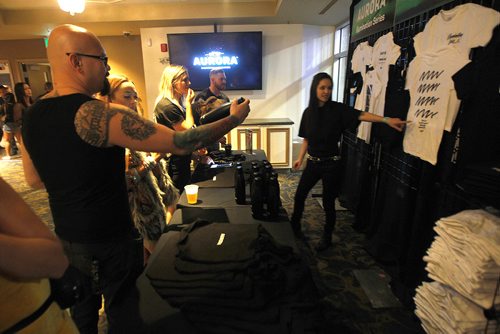 PHIL HOSSACK / WINNIPEG FREE PRESS -  Fans line up and sign up for free merchandise at the Metropolitan Entertainment Centre Thursday evening. See Erin Lebar's story.  - August 2, 2018