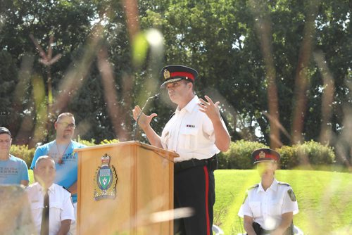 RUTH BONNEVILLE / WINNIPEG FREE PRESS

Winnipeg Police Chief Danny Smyth speaks at the press conference for the  Hope in the Darkness Walk, at the Oodena Celebration Circle at The Forks Friday.  



See Ashely Prest story.  


August 3rd,, 2018
