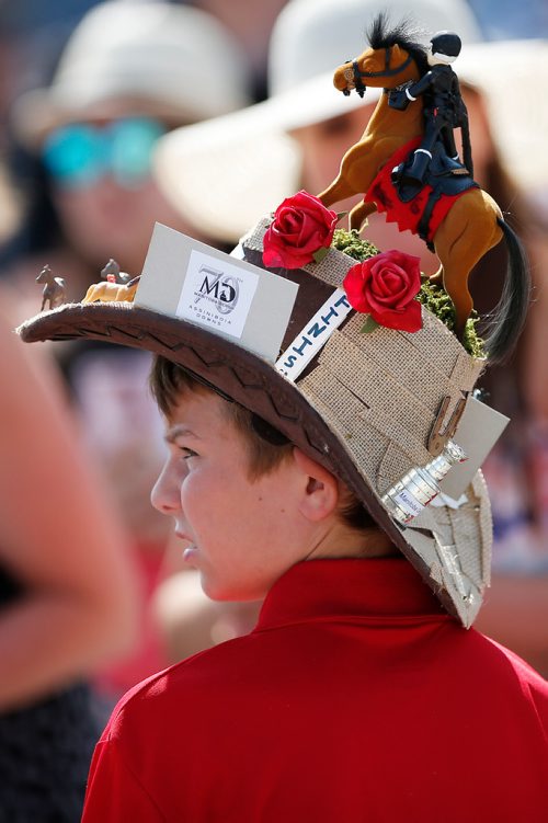 JOHN WOODS / WINNIPEG FREE PRESS
Stealth Thompson wears a hat at the Manitoba Derby at Assiniboia Downs Monday, August 6, 2018.