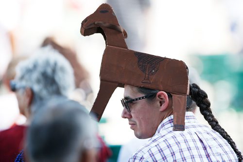 JOHN WOODS / WINNIPEG FREE PRESS
Robert-Falcon Ouellette, MP, wears a hat at the Manitoba Derby at Assiniboia Downs Monday, August 6, 2018.
