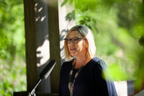 ANDREW RYAN / WINNIPEG FREE PRESS Manitoba Sustainable Development Minister Rochelle Squires speaks to media making an announcement at Lagimodière-Gaboury Park about committing to keeping the Seine river clean on August 7, 2018.