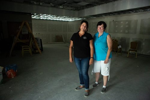 ANDREW RYAN / WINNIPEG FREE PRESS Judy Robertson, right, the former president of the Wildlife Haven and Rehabilitation Centre, and executive director Zoé Nakata, pose for a portrait in what will be the organizations new visitor's centre. The Wildlife Haven and Rehabilitation Centre is hoping to soon be moving into the $3 million facility boasting an interactive visitor centre, animal viewing area, and many other improvements over their current location south of Winnipeg. Shot on August 8, 2018.