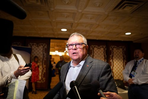 ANDREW RYAN / WINNIPEG FREE PRESS Federal Public Safety Minister Ralph Goodale answers questions from reporters after he gave an update on the legalization of cannabis and how it relates to policing at the Canadian Association of Police Governance conference at the Fort Gary Hotel on August 9, 2018.