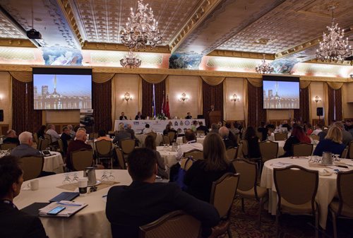 ANDREW RYAN / WINNIPEG FREE PRESS A crowd listens as federal Public Safety Minister Ralph Goodale gives an update on the legalization of cannabis and how it relates to policing at the Canadian Association of Police Governance conference at the Fort Gary Hotel on August 9, 2018.