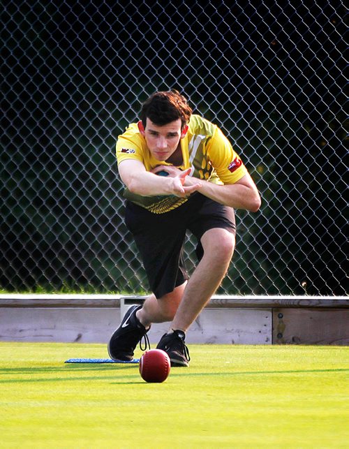 PHIL HOSSACK / WINNIPEG FREE PRESS - Tuning up his tosses at the Norwood Lawn Bowling club, Rob Law (20) will compete next week at the Canadian Youth Lawn Bowling Nationals. See story.  - August 9, 2018