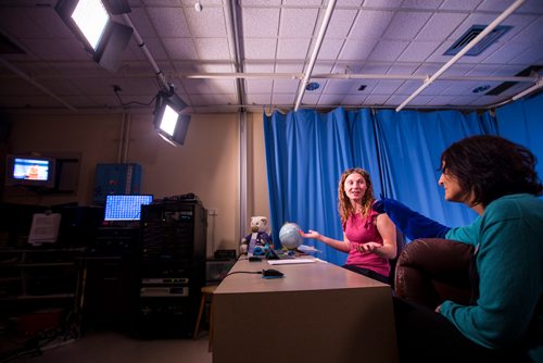 MIKAELA MACKENZIE / WINNIPEG FREE PRESS
Nicole Hase-Wilson (left) and Maria Soroka, child life specialists, shoot The Good Day Show, a live TV show starring the puppet Noname at the Children's Hospital in Winnipeg on Wednesday, Aug. 8, 2018. The show has been running for over 30 years exclusively for the dozens of kids staying at the facility.
Winnipeg Free Press 2018.