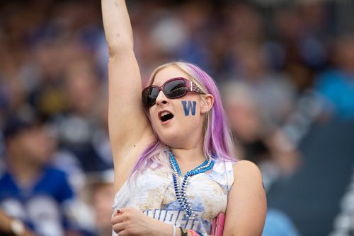 ANDREW RYAN / WINNIPEG FREE PRESS Fans in masks cheer on Winnipeg in Bombers action on August 10, 2018.