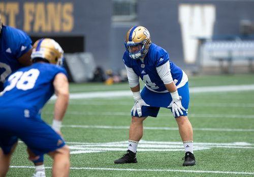 ANDREW RYAN / WINNIPEG FREE PRESS Adam Bighill (4) in bombers practice action at Investors Group Field on August 13, 2018.