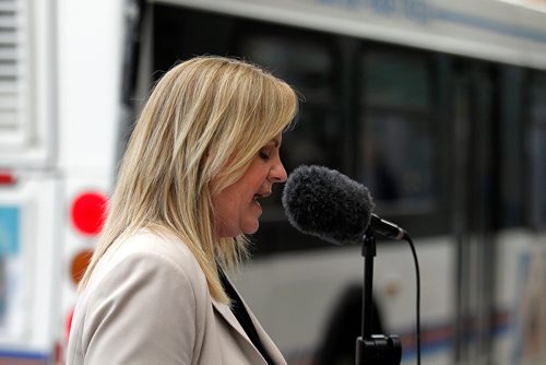 PHIL HOSSACK / WINNIPEG FREE PRESS - Mayoral Candidate Jenny Motkaluk holds a press conference Tuesday Morning at Portage ave and Kennedy. - August 14, 2018