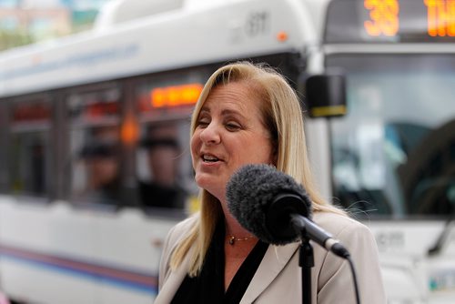 PHIL HOSSACK / WINNIPEG FREE PRESS - Mayoral Candidate Jenny Motkaluk holds a press conference Tuesday Morning at Portage ave and Kennedy. - August 14, 2018