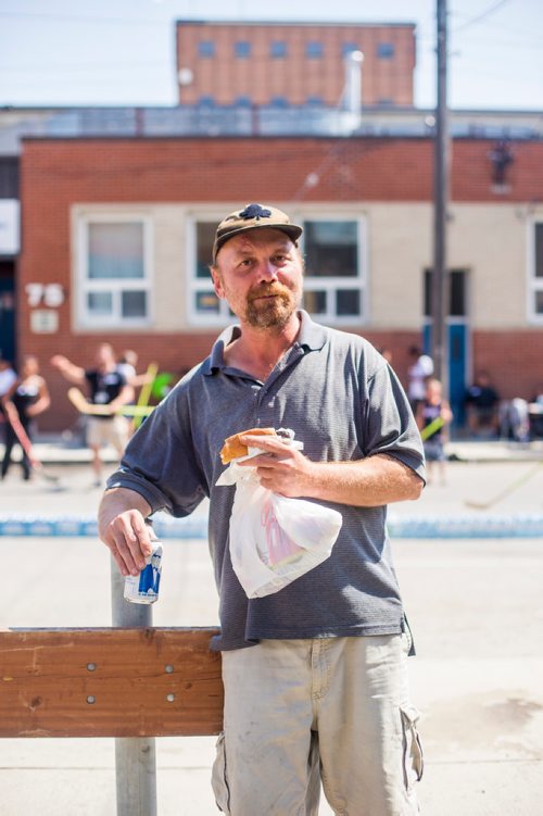 MIKAELA MACKENZIE / WINNIPEG FREE PRESS
Michael Plazio poses for a portrait during a pickup street hockey game hosted by the Main Street Project on Martha Street in Winnipeg on Wednesday, Aug. 15, 2018. 
Winnipeg Free Press 2018.