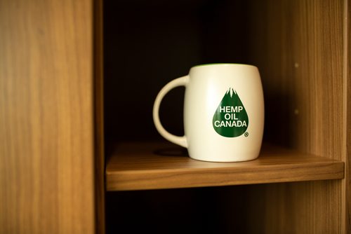 ANDREW RYAN / WINNIPEG FREE PRESS A mug seen in the office of Barry Tominski, Chief Operating Officer, at Hemp Oil Canada on August 16, 2018.
