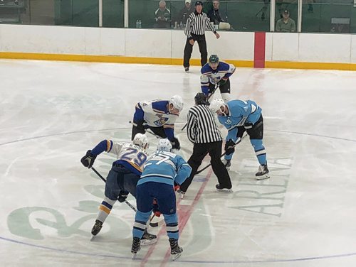 MIKE MCINTYRE / WINNIPEG FREE PRESS
Players from Team Walser and Team RBC face-off at Braemar Arena in Edina, Minnesota for their game in Da Beauty League on Monday Aug. 13.