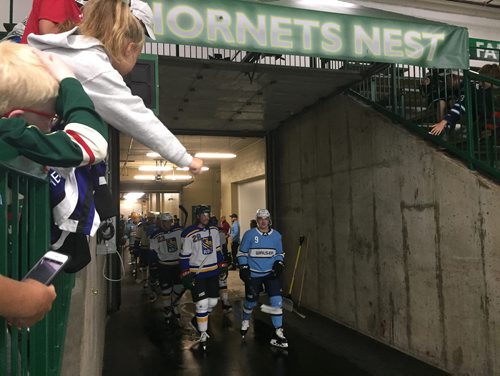 MIKE MCINTYRE / WINNIPEG FREE PRESS
Players from Team Walser and Team RBC hit the ice at Braemar Arena in Edina, Minnesota ahead of their game in Da Beauty League on Monday Aug. 13.