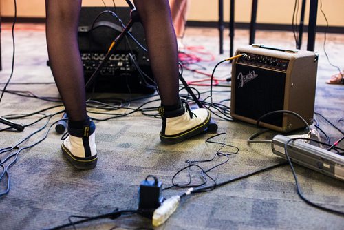 MIKAELA MACKENZIE / WINNIPEG FREE PRESS
The inaugural Girls Rock Winnipeg, a new day camp in which girls and non-binary youth form a band, write a song, record, and perform in the space of a week, at the West End Cultural Centre in Winnipeg on Wednesday, Aug. 15, 2018. 
Winnipeg Free Press 2018.