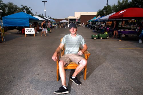 PHIL HOSSACK / WINNIPEG FREE PRESS - Bronx Park Farmer's Market organizer Evan Comstock poses Saturday. Wendy's story.  - August 17, 2018