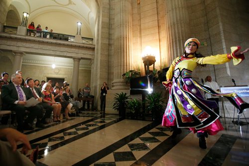 JOHN WOODS / WINNIPEG FREE PRESS
Folklorama performers dance at a multicultural event at the Manitoba Legislature in Winnipeg Monday, August 20, 2018.