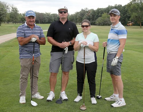 JASON HALSTEAD / WINNIPEG FREE PRESS

L-R: David Borys, Matt Borys, Anna Borys and Sam Borys of the Border Glass & Aluminum team at the 2018 Grace Hospital Foundation Golf Classic at Breezy Bend Golf and Country Club on Aug. 13, 2018. (See Social Page)