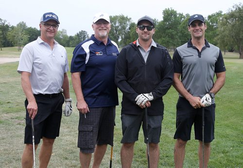 JASON HALSTEAD / WINNIPEG FREE PRESS

L-R: Kurt Neustaedter, Rick Derksen, Mike Peters and Steve Silver of the Security Decorating team at the 2018 Grace Hospital Foundation Golf Classic at Breezy Bend Golf and Country Club on Aug. 13, 2018. (See Social Page)