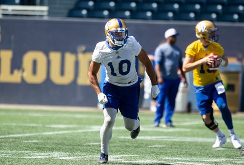 ANDREW RYAN / WINNIPEG FREE PRESS Nic Demski (10) in Bombers practice action at Investors Group Field on August 22, 2018.
