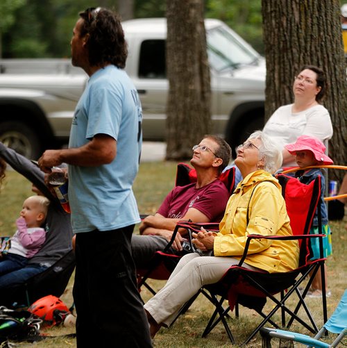 PHIL HOSSACK / WINNIPEG FREE PRESS -   Spectators crane their necks in Kildonan Park Saturday Morning at the International Society of Aboriculture Prairie Chapter's 25th annual Tree Climbing   Championship. See Eric Pindera's story. - August 25, 2018