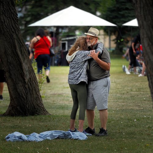 PHIL HOSSACK / WINNIPEG FREE PRESS -   St John's Park - Cheryl Malyk and Sam Richards found their own corner near the stage Saturday afternoon for a slow dance at the 'No Stone Unturned' concert. See Eric Pindera's story. - August 25, 2018