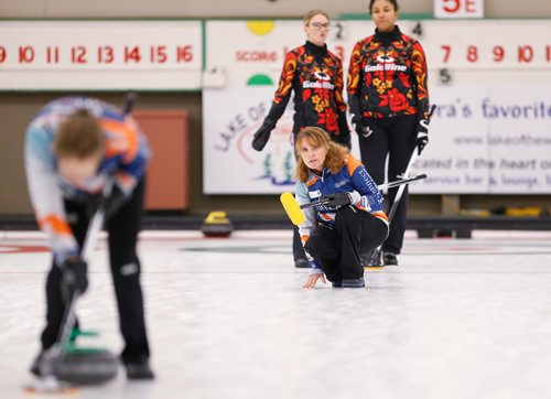 JOHN WOODS / WINNIPEG FREE PRESS
Darcy Robertson curls against Anna Sidorovain of Russia in the final of the Goldline Icebreaker at Granite Curling Club Sunday, August 26, 2018. This is the first North American  stop in the world curling tour .