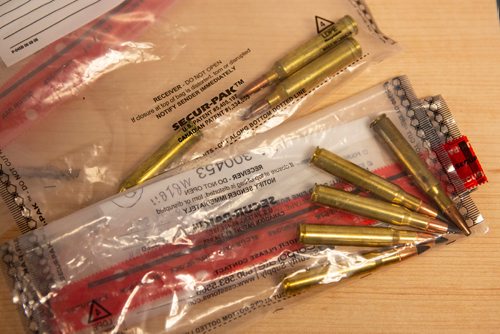 ANDREW RYAN / WINNIPEG FREE PRESS Large caliber rifle rounds which were found and seized as part of an investigation into the illegal distribution of methamphetamine on August 23, 2018. Shot at a Police press conference on August 28, 2018.