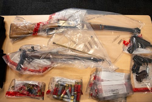 ANDREW RYAN / WINNIPEG FREE PRESS Items which were found and seized as part of an investigation into the illegal distribution of methamphetamine, including a bullet proof vest on August 23, 2018. Shot at a Police press conference on August 28, 2018.