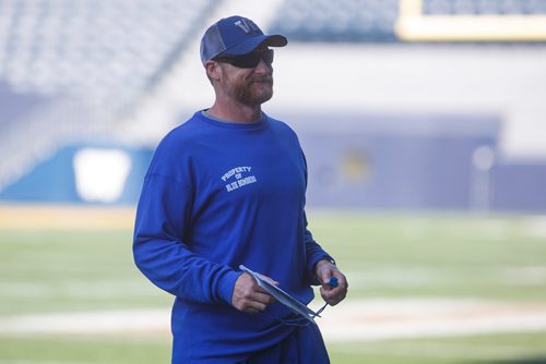 MIKE DEAL / WINNIPEG FREE PRESS
Winnipeg Blue Bombers head coach Mike O'Shea during practice at Investors Group Field Thursday morning. 
180830 - Thursday, August 30, 2018.