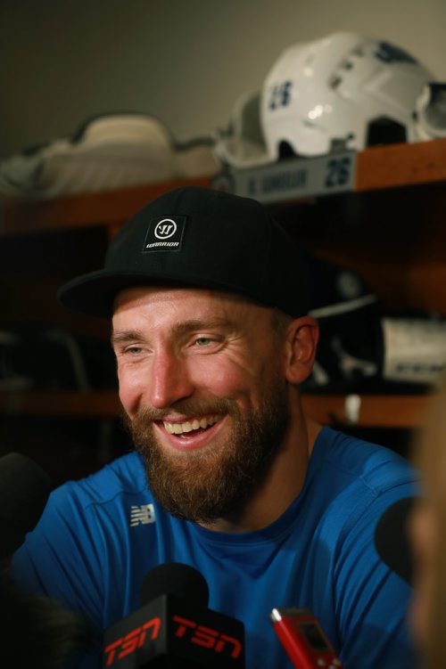 RUTH BONNEVILLE / WINNIPEG FREE PRESS 


Winnipeg Jets player, #26 Blake Wheeler, is all smiles as he talks to the media in the dressing room after signing a five-year contract extension, Tuesday.  

See Jay Bell story.

September 4/18 
