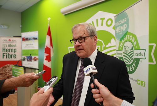 RUTH BONNEVILLE / WINNIPEG FREE PRESS 


Agriculture Minister, Lawrence MacAulay, talks to the media investment supporting risk management for the hemp industry and to highlight the implications of the cannabis legislation on industry regulations.at Manitoba Harvest Hemp Foods in Winnipeg Tuesday.  

See Martin Cash story. 

September 4/18 
