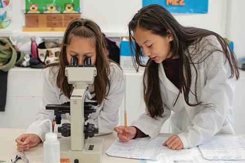 Canstar Community News Aug. 28, 2018 - Wolseley School students Kiara and Sariah Dayson examine the effects of space travel on their yarrow seed experiment. (EVA WASNEY/CANSTAR COMMUNITY NEWS/METRO)