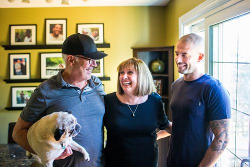 MIKAELA MACKENZIE / WINNIPEG FREE PRESS
Scott Oake (left), his wife Anne, and their son, the famed illusionist Darcy Oake in Winnipeg on Tuesday, Sept. 4, 2018. The family is dedicated to opening the Bruce Oake Recovery Centre, a project sparked by the tragic death of their son Bruce seven years ago.
Winnipeg Free Press 2018.