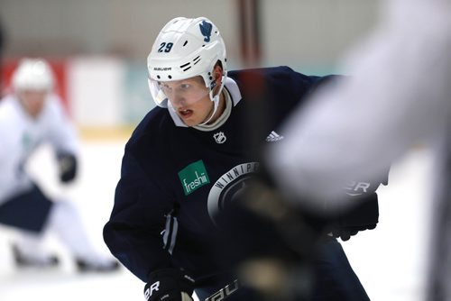 RUTH BONNEVILLE / WINNIPEG FREE PRESS 


WPG Jets #29, Patrick Laine, practices with teammates at Icelplex Wednesday morning.

See Laine Story.  


September 5/18 
