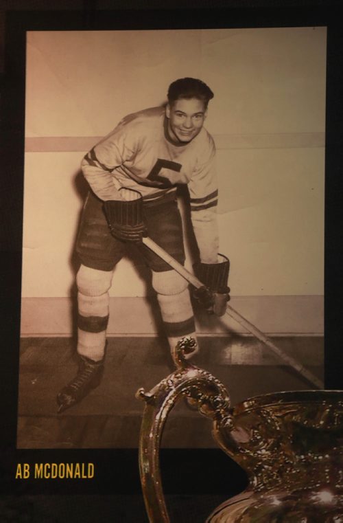 RUTH BONNEVILLE / WINNIPEG FREE PRESS 


Copy of photo of famous Winnipeg born hockey player, Alvin (AB) McDonald, who played with the Montreal Canadiens and won two Stanley Cups scoring the winning goal in 1961. He was the first Winnipeg Jets captain.

Born Feb, 1936, died Sept 4th, 2018 

September 5/18 
